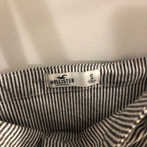 Hollister Adjustable Striped Button Down Dress Overalls White Blue ~ Size Small - Picture 4 of 9